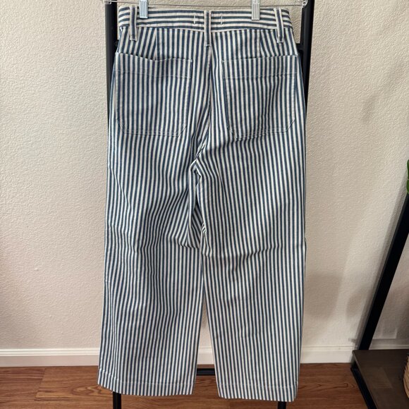 Madewell Tall Emmett Wide-Leg Crop Pants in Herringbone Railroad Stripe Size 26T - Picture 6 of 7